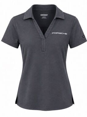 Porsche Women's Gray V-Neck Polo - Size XS - Pre-Owned - Ogio Brand